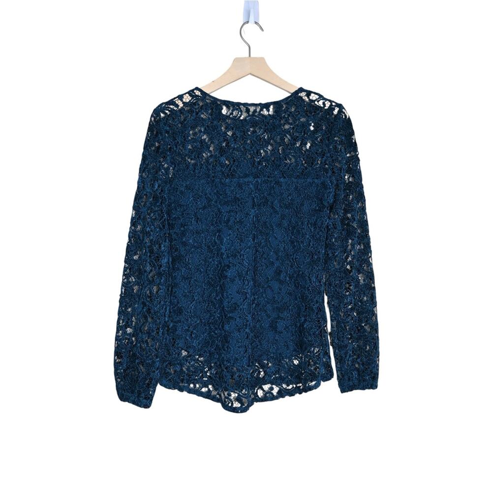 Sundance Women's S Teal Lace Long-Sleeve Blouse - Picture 3 of 8